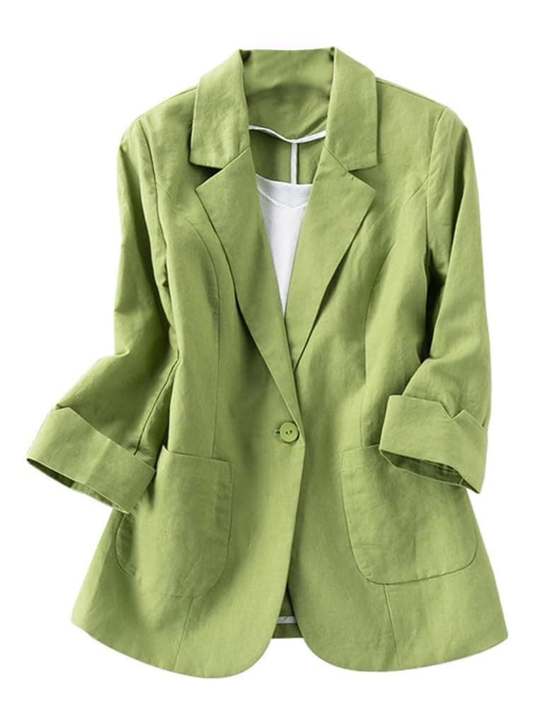 Cotton Linen Blazer for Womens Casual
