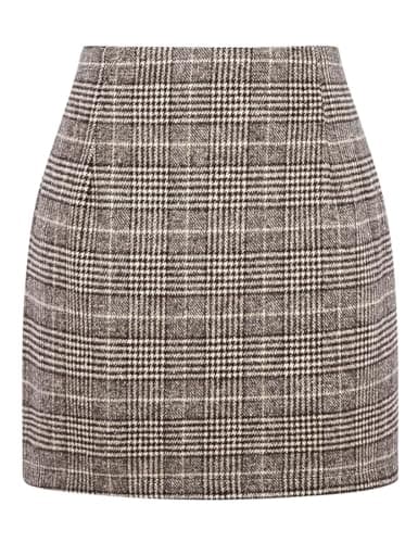 Mywinway Plaid High Waist A-Line Skirt for Women — Gridcoffee