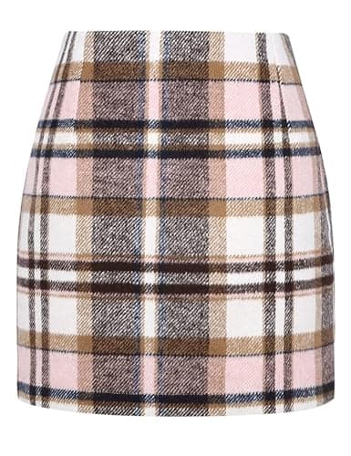 UANEO High Waisted Plaid Mini Skirt for Women — Pink