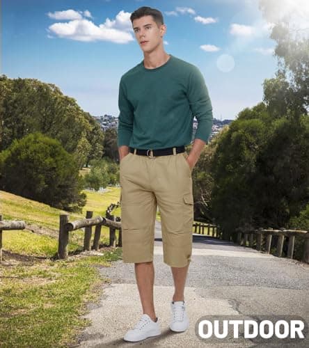 EKLENTSON Men's 3/4 Cargo Shorts with 7 Pockets