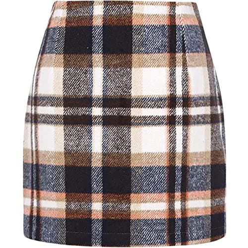 Arssm Women's High Waist Casual Plaid Bodycon Pencil Mini Skirt