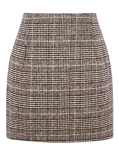 High Waist Plaid Bodycon Pencil Skirt — Grid Coffee