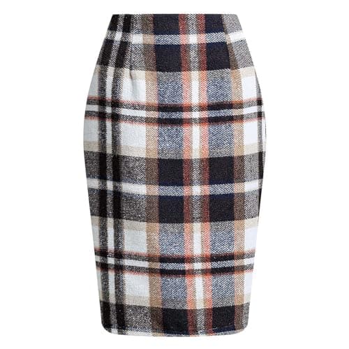 2024 Fall/Winter High Waist Wool Plaid Skirt for Women - Casual and Bodycon — 03 Brown