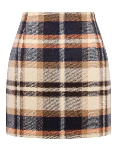 Women's High Waist Plaid Pencil Mini Skirt