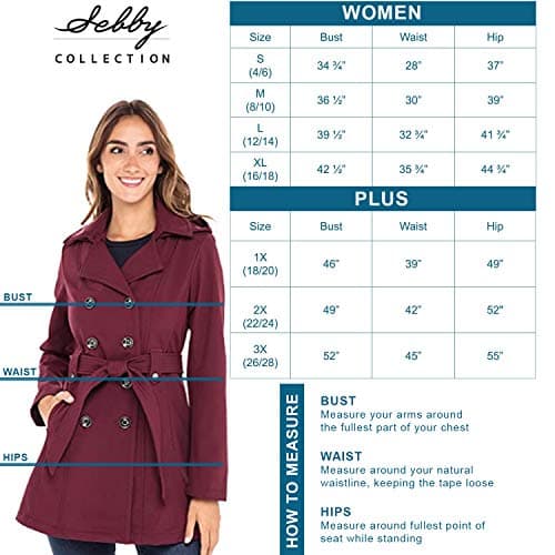 Sebby Collection Women's Soft Shell Trench Coat with Hood