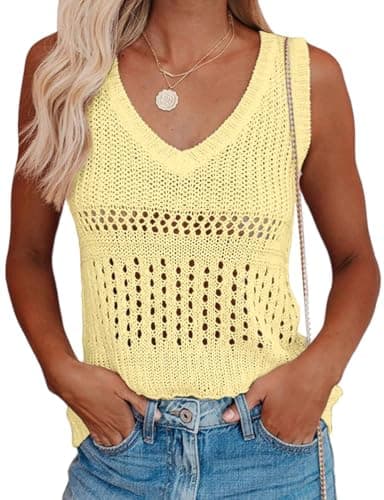 IDEALSANXUN Women's V-Neck Sleeveless Pullover Knit Sweater Top