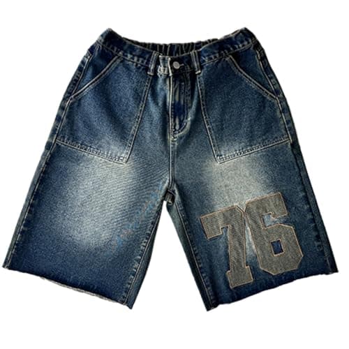 CUTEGAL Unisex Mid Rise Denim Jorts Wide Leg Casual Pants — 76