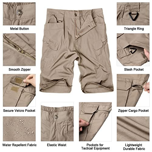 Alimen's Gentle Men's Outdoor Cargo Shorts Elastic Waist Multi-Pocket Tactical