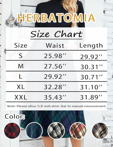 HERBATOMIA Women's High-Waist Casual Pleated Midi Skirt with Pocket