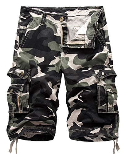 IDEALSANXUN Men's Casual Loose Fit Multi-Pocket Military Style Shorts — Camo Light Army