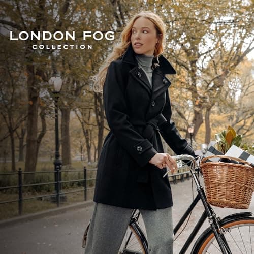 LONDON FOG Women's Thigh-Length Wool Coat with Belt