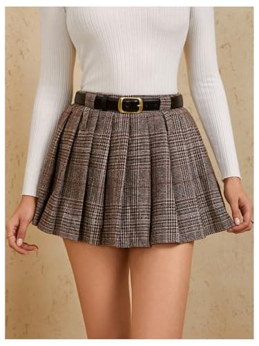 MakeMeChic Women's Tartan Plaid Mini Skirt with Drop Waist