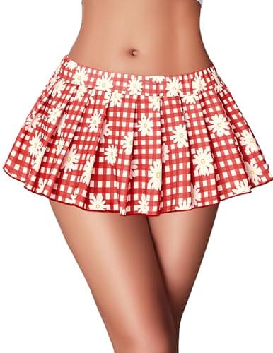 Avidlove Y2K Pleated Mini Skirt for WomenXS-4XL — Red Plaid Daisy