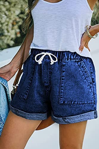NEYOUQE Women's High-Waisted Ripped Casual Denim Shorts