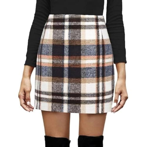 Women's High Waisted Plaid Skirt