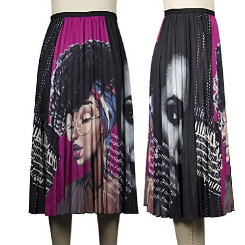 Graffiti Pleated Skirts with Cartoon Print for Women