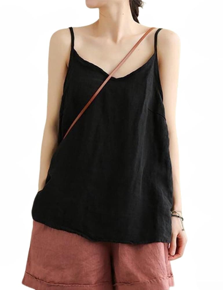 Linen Tank Tops for Women: Casual V Neck Summer Camisole