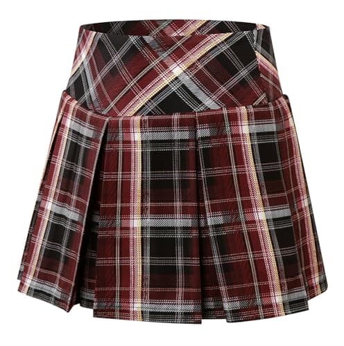 Amxiway Women's Pleated Mini Plaid Skort for Tennis & Golf