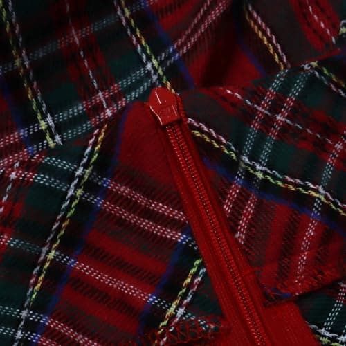 Sheface Women's High-Waist Plaid Pleated Maxi Skirt with Pockets