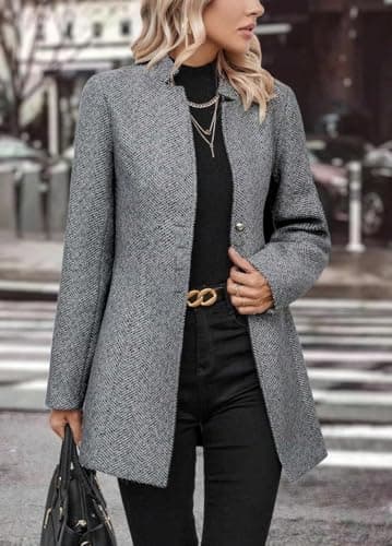 Yoeasy Women's Mid-Length Wool Blend Pea Coat
