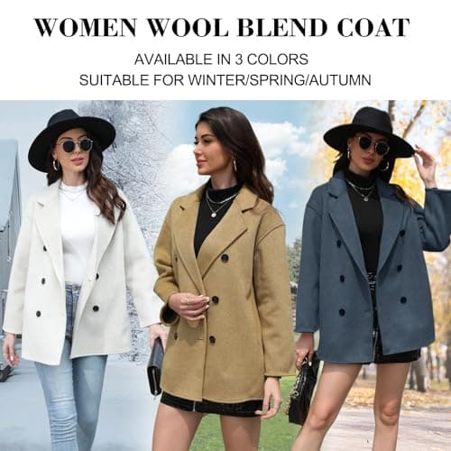 BEINF Women's Classic Double Breasted Wool Coat Safe Warm
