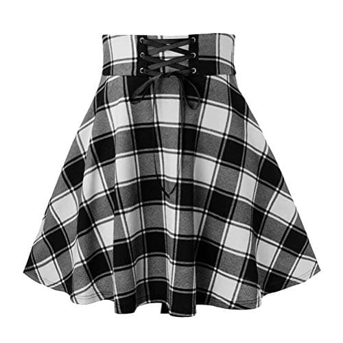 2024 Gothic Plaid Mini Skirts for Women - Short High Waist — Plaid Black