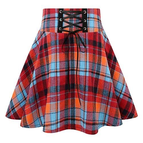 2024 Gothic Plaid Mini Skirts for Women - Short High Waist — Multicolor