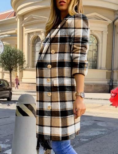 2024 Fall/Winter Plaid Wool Coats for Women