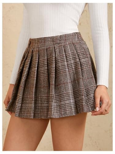 MakeMeChic Women's Tartan Plaid Mini Skirt with Drop Waist