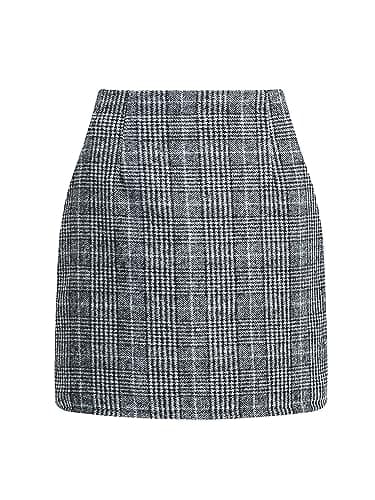 Scacto Women's High-Waisted Zipper Side Plaid Mini Skirt — Black
