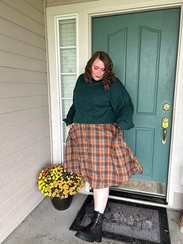 TIYOMI Women's Plus Size Stretchy Swing Corduroy Skater Skirt XL-5XL