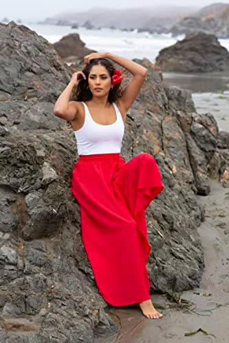 Trendy Women's Maxi Skirts - Flowy Summer Aline Elastic High Waisted Reg & Plus Size