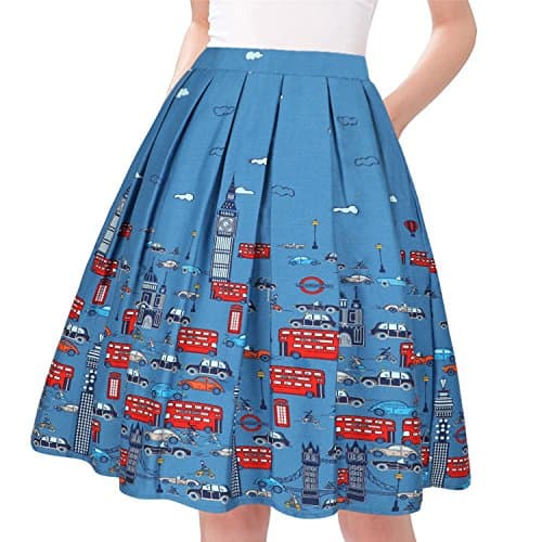 Taydey Vintage Pleated A-Line Skirts for Women — Car