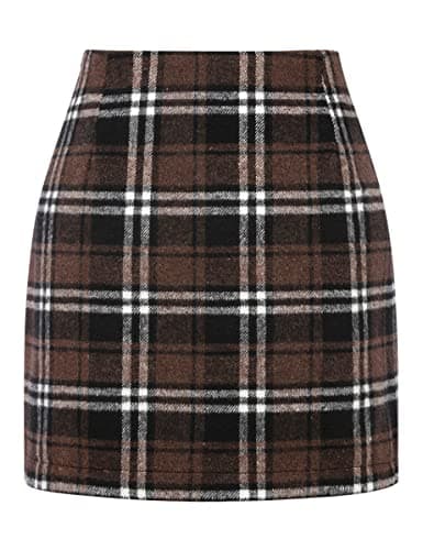 IDEALSANXUN Women's High Waist Plaid Bodycon Mini Skirt