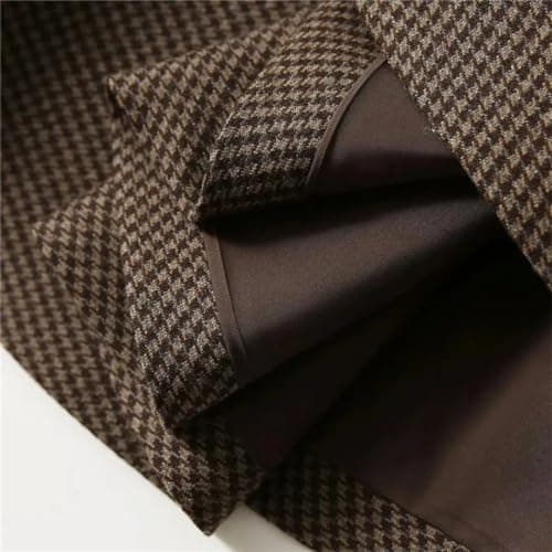 Vintage High Waist Plaid Wool Midi Skirt for Women Office Casual