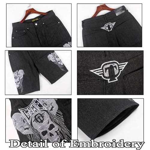POOPMOOM Men's Casual Baggy Denim Jorts Jeans Skateboard Cargo Shorts