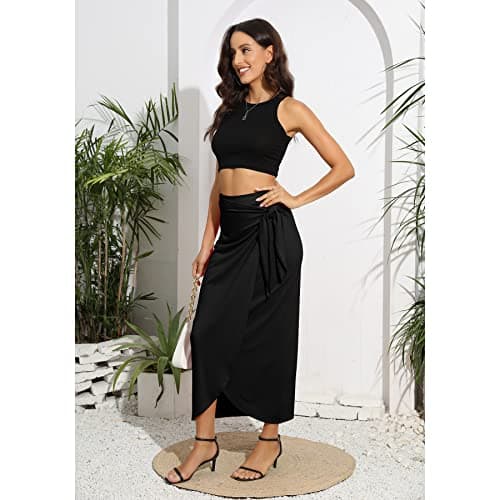 Maxi Skirt High Waist Wrap Pencil Long Skirts for Women