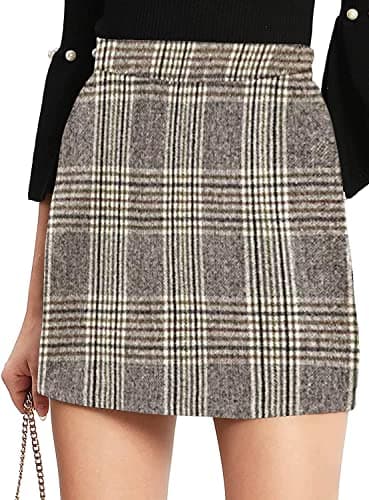 Floerns Women's Plaid High Waist Mini Skirt — Grey Plus