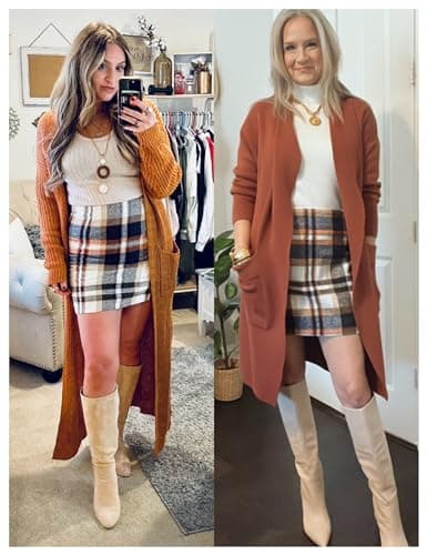 UANEO High Waisted Plaid Mini Skirt for Women