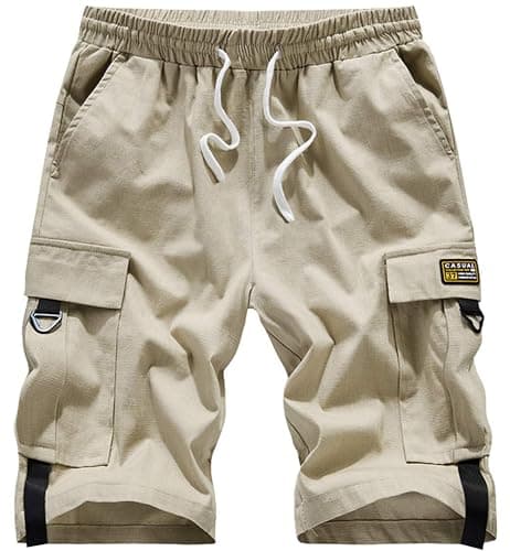 Vcansion Men's Casual Lightweight Loose Fit Multi-Pockets Cargo Shorts — #01khaki
