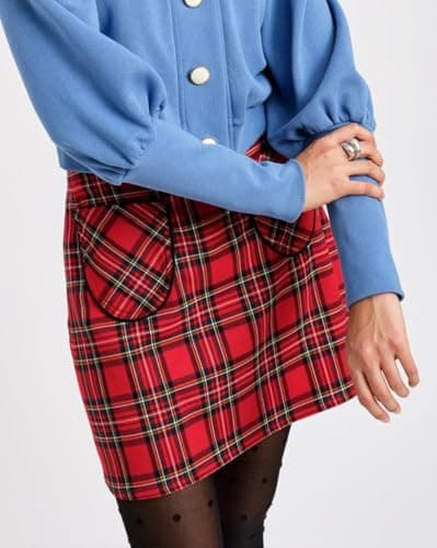YEXPINE Women's High Waist Plaid Pencil Skirt