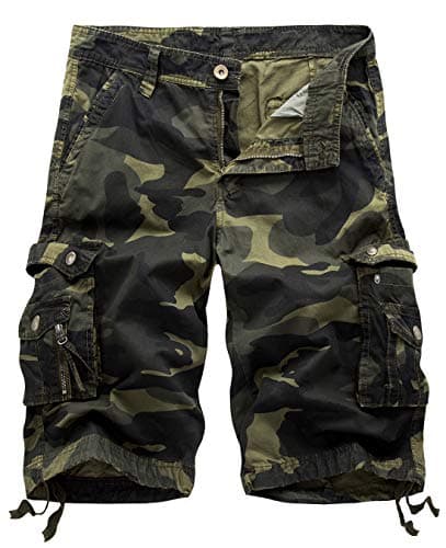 IDEALSANXUN Men's Casual Loose Fit Multi-Pocket Military Style Shorts — Camo Dark Army