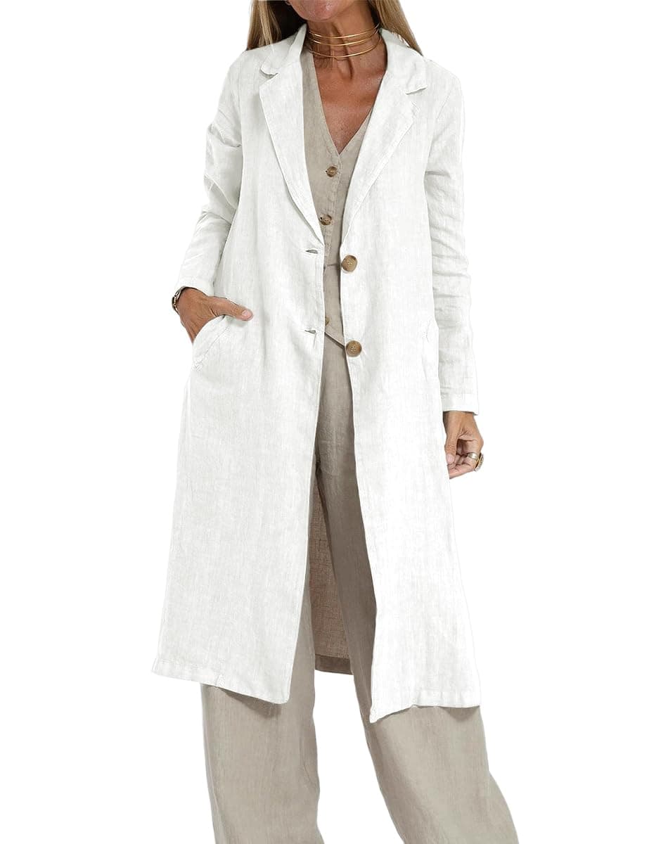 Long Linen Blazer Jacket for Women