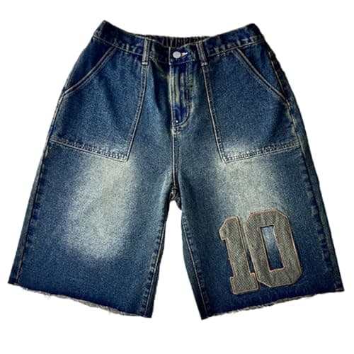 CUTEGAL Unisex Mid Rise Denim Jorts Wide Leg Casual Pants — 10