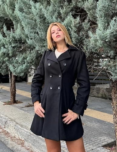 Zeagoo Women's Fashion Faux Fur Thick Wool Trench Coat Winter Warm Jacket S-2XL