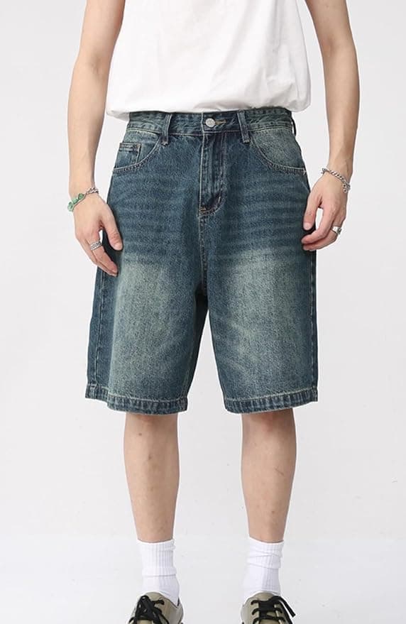CUTEGAL Unisex Mid Rise Denim Jorts Wide Leg Casual Pants