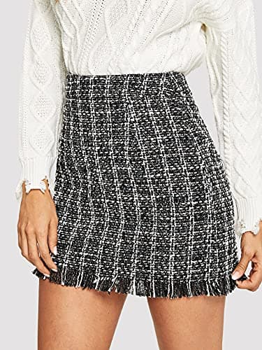 WDIRARA Women's Mid Waist Casual Plaid Above Knee Mini Skirt