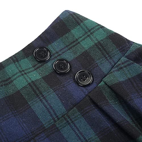Women's High Waist Plaid Aline Midi Skirt by IDEALSANXUN