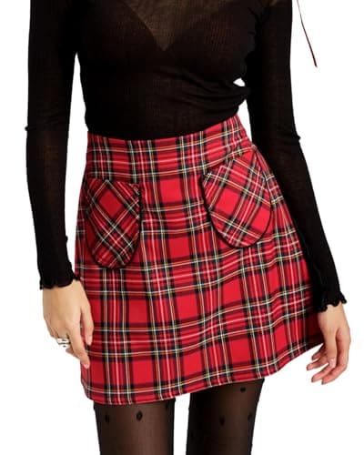 YEXPINE Women's High Waist Plaid Pencil Skirt