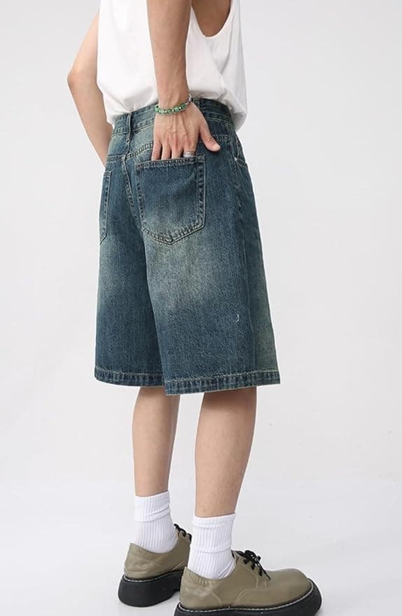 CUTEGAL Unisex Mid Rise Denim Jorts Wide Leg Casual Pants